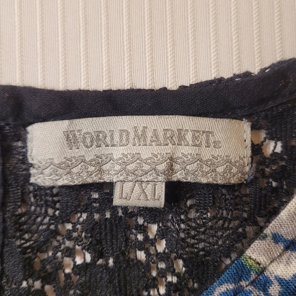 World Market Floral Boho Bohemian Lace High Neck Modest Maxi Dress sz L/XL - Picture 2 of 10